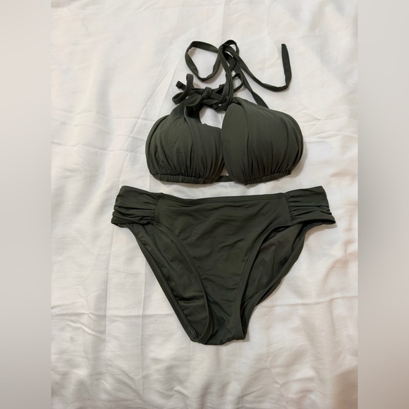 La Blanca Other - La Blanca Olive Green Halter Bikini Set
